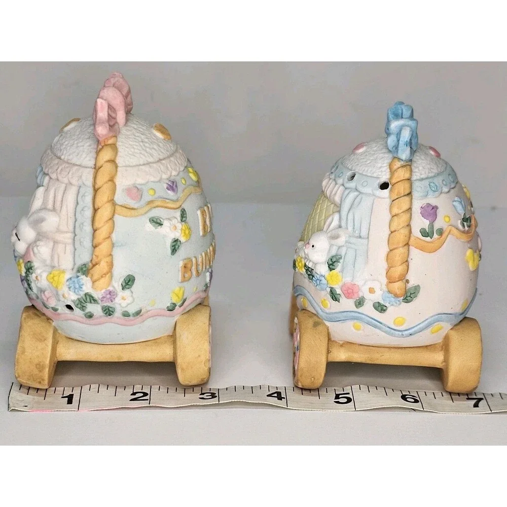 Hand Painted Easter Egg Train 3 Piece Set, Hand Painted Porcelain - Vtg‎